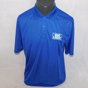 Bud Light Beer Blue White logo Polo Shirt Mens M